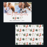 budget Christmas cookie drinks candy cane holiday Card<br><div class="desc">budget  fun festive design featuring watercolor winter favourites - hot chocolate,  candy cane,  stocking. Merry Christmas in contemporary script font,  perfect to celebrate the holiday season. Can be edited,  part of a collection.</div>