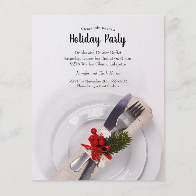 Budget Christmas Dinner Plate Holiday Invitation Flyer (Front)