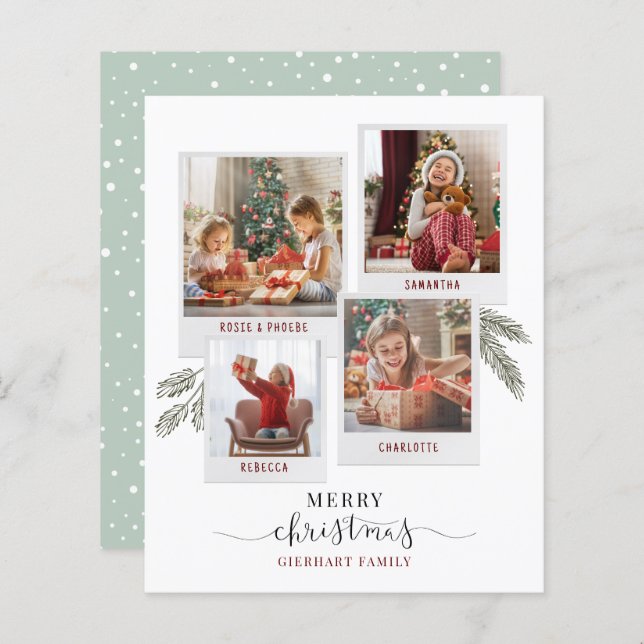 Budget Christmas Family Photo Collage Card (Front/Back)
