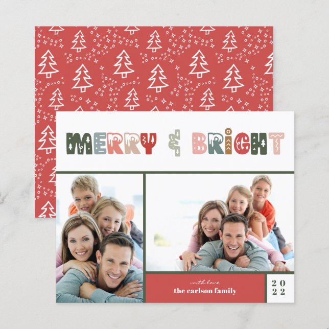 Budget Christmas Family Photo Collage Holiday Card (Front/Back)