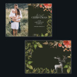 budget christmas foliage stag photo red and green  card<br><div class="desc">Happiest Holidays watercolor foliage stag photo Christmas holiday card. Christmas rustic foliage stag photo red and green</div>