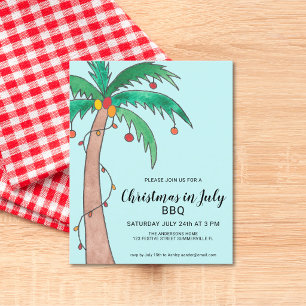 Budget Christmas In July BBQ Palm Tree Invitation