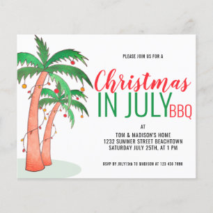 Budget Christmas in July BBQ Party Invitation