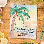 Budget Christmas In July Palm Party Invitation<br><div class="desc">Invite family and friends to your Christmas In July Party with these fun and festive budget invitations.
They feature a hand drawn palm tree decorated with lights and baubles on a watercolor background.
Customise these party invitations with your details.
Original Watercolor © Michele Davies.</div>