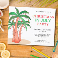 Budget Christmas In July Party Palm Trees Invite