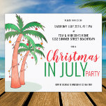 Budget Christmas in July Summer Party Invitation<br><div class="desc">Budget Christmas in July Summer Party Invitation. Let's celebrate Christmas in July with a party! Invite family and friends to your Christmas themed celebration with this fun invitation featuring hand drawn palm trees decorated with lights. Customise these invitations with you details and enjoy the fun! Original Drawing © Michele Davies....</div>