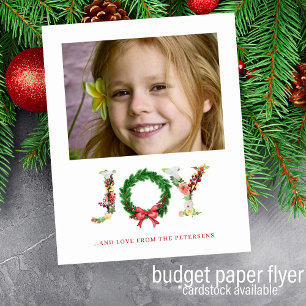 Budget Christmas joy custom photo Holiday Card