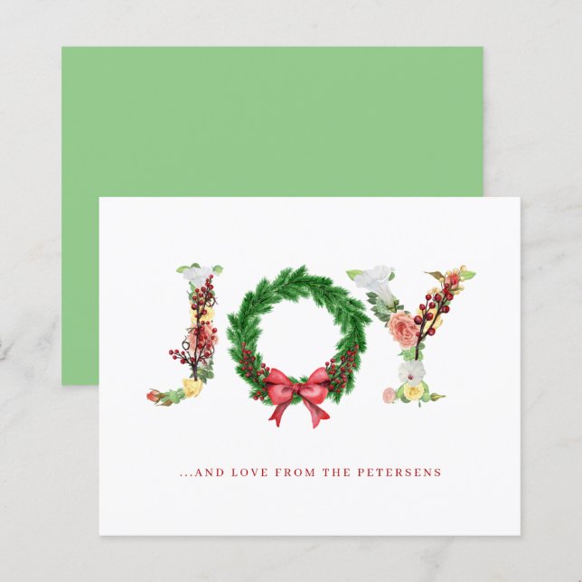 Budget Christmas joy simple elegant Holiday Card (Front/Back)