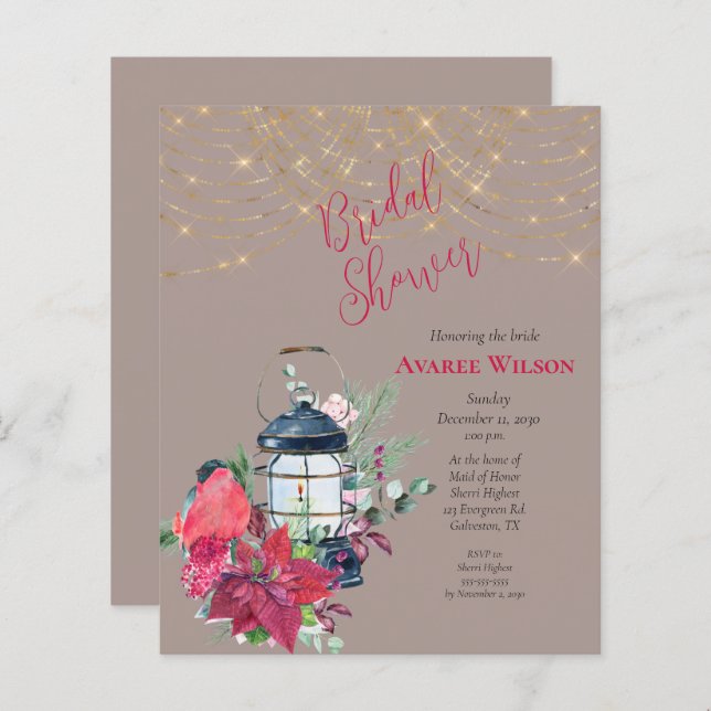 BUDGET Christmas Lantern Poinsettia Evergreens (Front/Back)