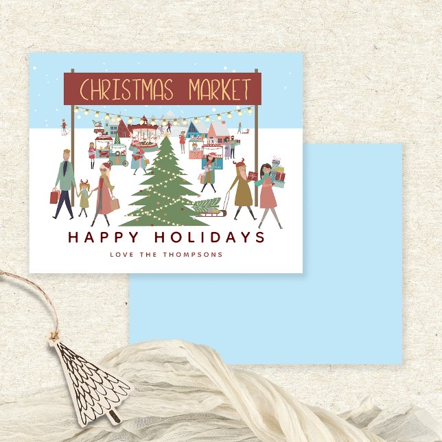 BUDGET Christmas Market Name Happy Holidays Card (Creator Uploaded)