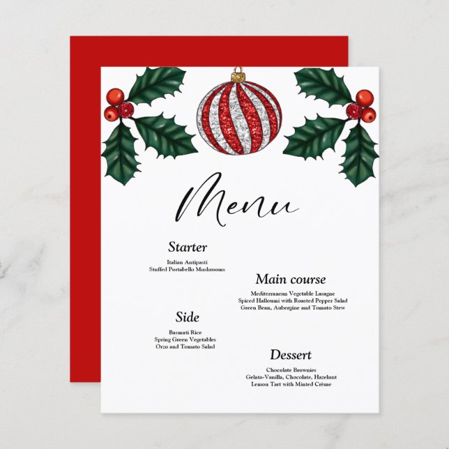Budget Christmas Menu card (Front/Back)