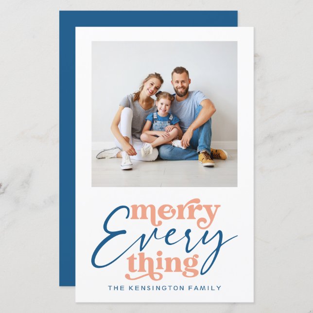 Budget Christmas Merry Everything Holiday Photo (Front/Back)