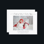 Budget Christmas Newborn Photo Stats Holiday Card<br><div class="desc">Christmas Newborn Photo Stats Holiday Card. A budget price SMALLER 4.5” x 5.6” flat card for your festive greetings and to announce your happy news of your precious baby at the same time. On a shiny SEMI GLOSS 110 lb card stock (similar to the thickness of a postcard) PLEASE NOTE:...</div>