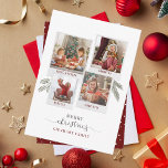 Budget Christmas Photo Collage Family Card<br><div class="desc">Featuring a 4 photo collage and a modern Merry christmas script typography you can easily change to add your family name and photos. An elegant design to send to friends and family this Holiday season.</div>