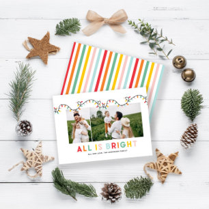 budget Christmas photo collage rainbow cute  Card