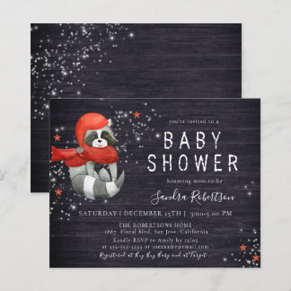 Budget Christmas Racoon Wood Glitter Baby Shower