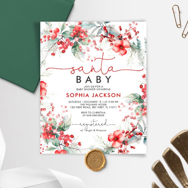 Budget Christmas Santa Baby Shower Invitation (Creator Uploaded)