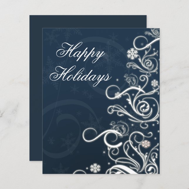 Budget Christmas Tree Blue Business Holiday Card (Front/Back)