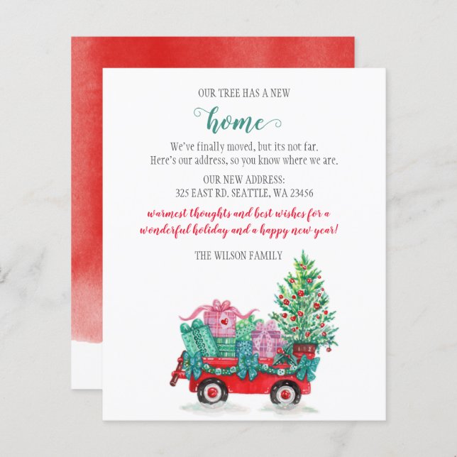 Budget Christmas Tree Car We've Moved Holiday Card (Front/Back)
