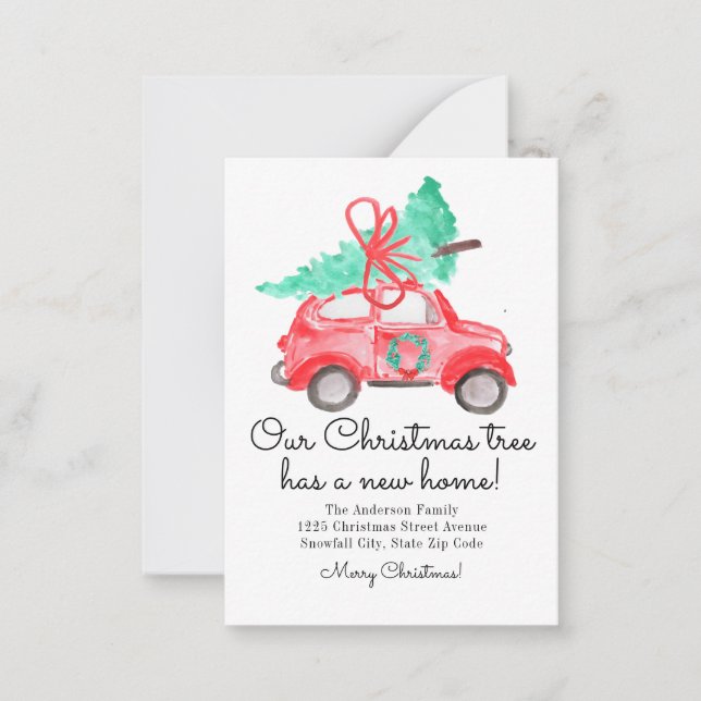 Budget Christmas Tree New Home Car Script Moving Card (Front)