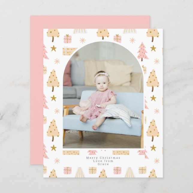 BUDGET Christmas Tree Pink Photo Personalised (Front/Back)