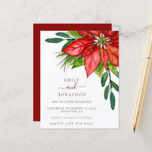 Budget Christmas Wedding Poinsettia Save the Date