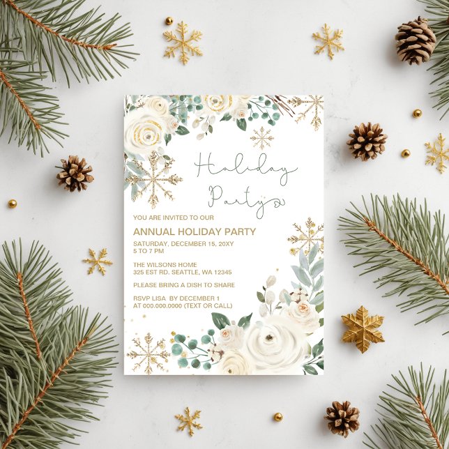 Budget Christmas Winter Snowflakes Holiday Party (Christmas Winter Snowflakes Holiday Party Invitation)