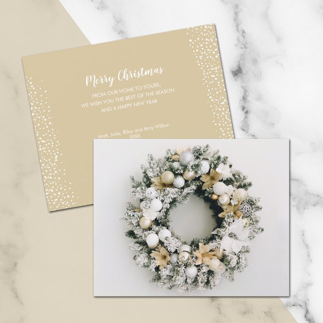 Budget Christmas Wreath Folded Holiday Card (Creator Uploaded)