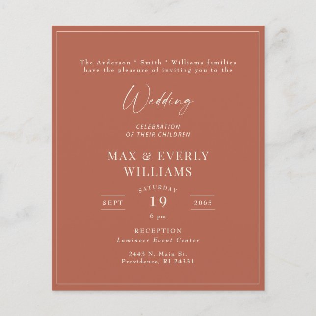 Budget Cinnamon Wedding Celebration Invite (Front)