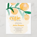 Budget Citrus Orange Little Cutie Baby Shower  Flyer<br><div class="desc">Budget Watercolor Citrus Orange Little Cutie Baby Shower Invitation</div>