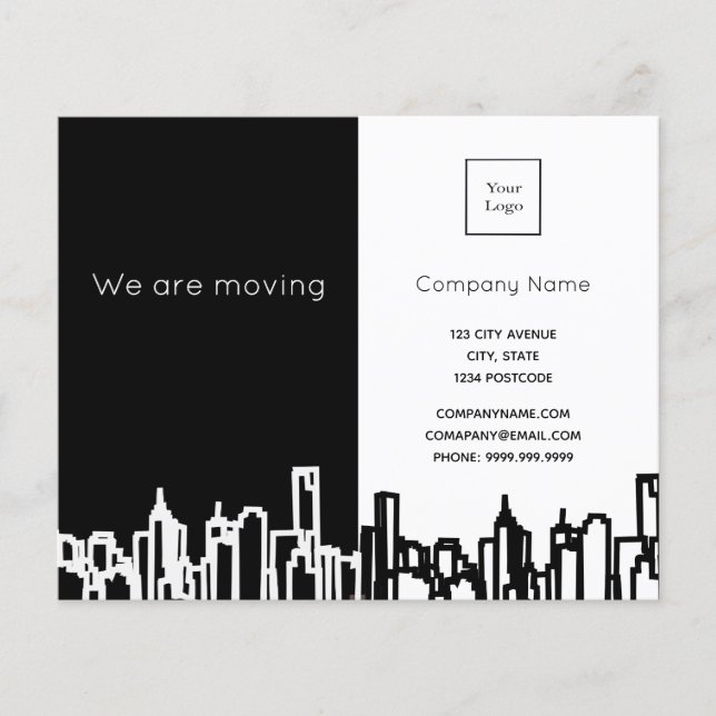 Budget city skyline business moving announcement flyer (Front)