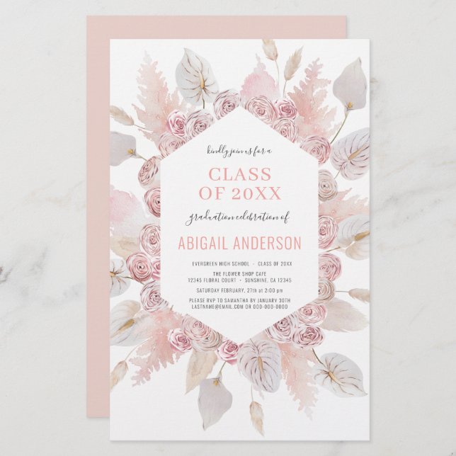 Budget Class of 2023 Boho Grad Party Invitation (Front/Back)