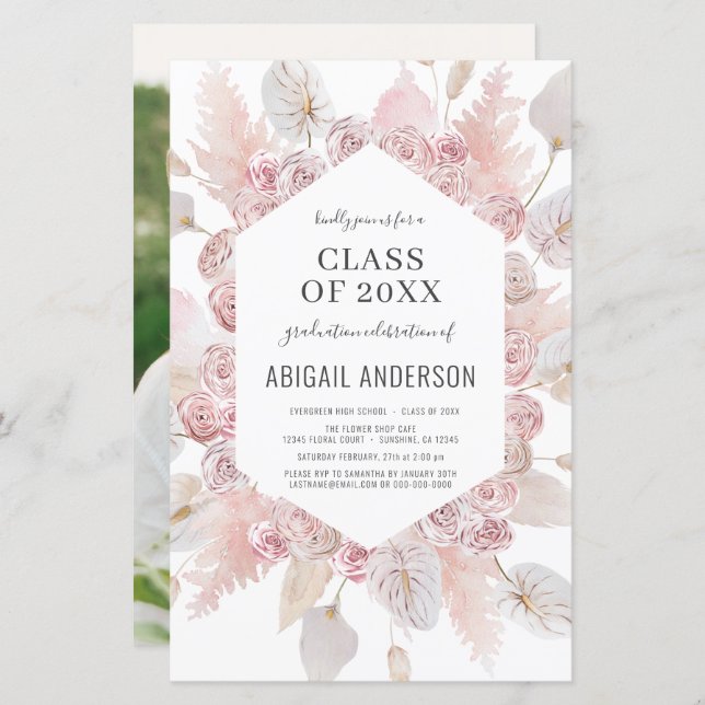 Budget Class of 2023 Boho Grad Party Invitation (Front/Back)