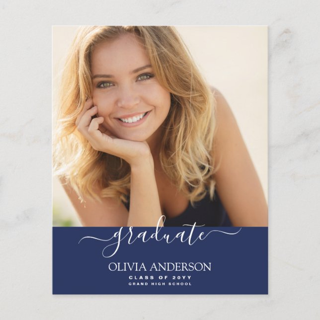 Budget Class of 2023 Navy Blue Photo Graduation Flyer (Front)