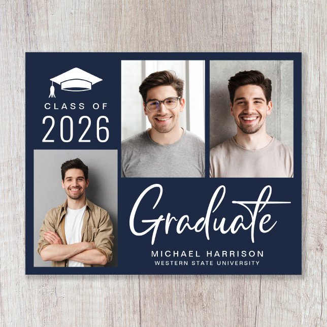 Budget Class of 2025 Photo Graduation Announcement (Budget Blue Photo Graduation Announcement)