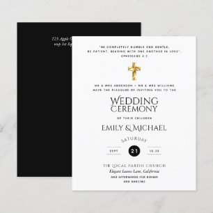 Budget Classic Black White Catholic Wedding Invite
