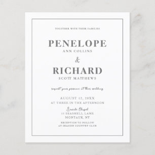Budget Classic Border Grey Wedding Invitation Flyer