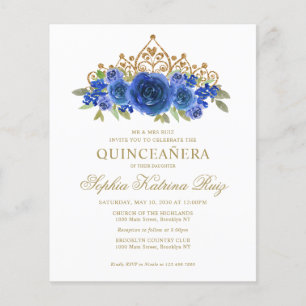 Budget Classic Floral Royal Blue Tiara Quinceañera