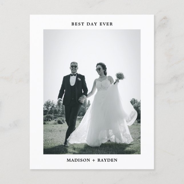 Budget Classic Minimal Typography Photo Wedding (Front)