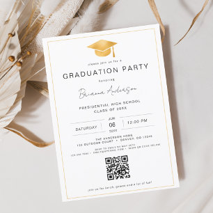 Budget Classic Minimalist Gold QR Code Graduation