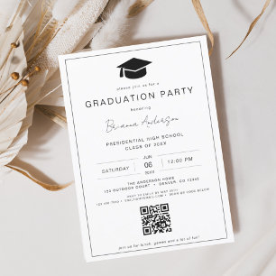 Budget Classic Minimalist QR Code Graduation Party