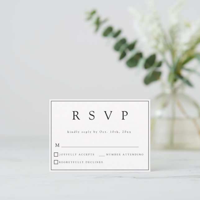 BUDGET Classic Modern Wedding RSVP Card (Standing Front)