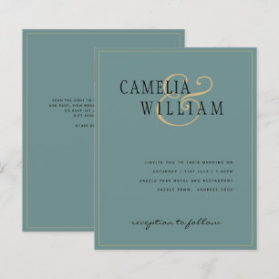 BUDGET Classic Sage Green Gold Wedding Invite
