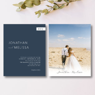 BUDGET Classic Simple Navy Blue Monogram Wedding