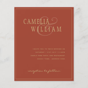 BUDGET Classic Terracotta Gold Wedding Invite Flyer