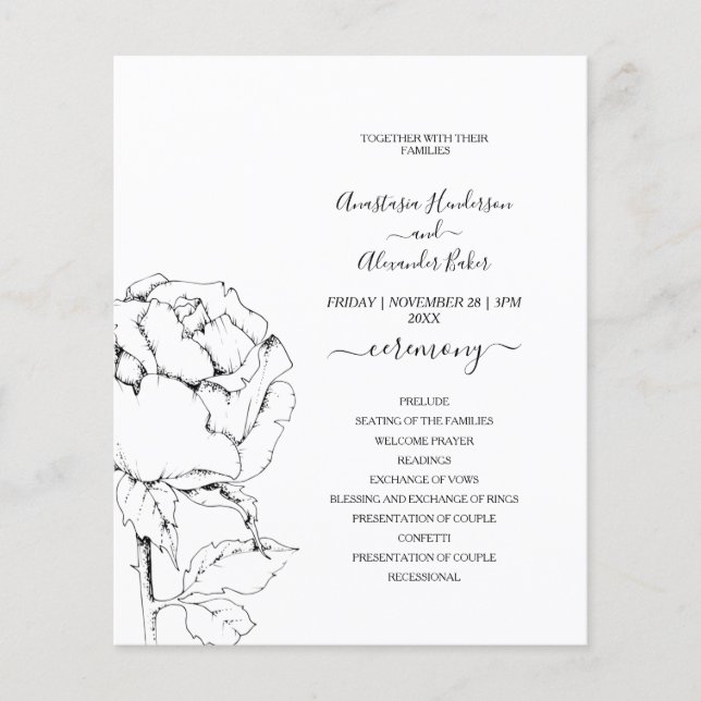 Budget Classic Wedding Program card. Flyer (Front)