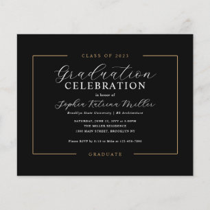 Budget Classy Black Gold Graduate Graduation Party