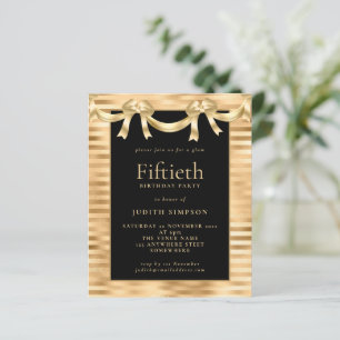 Budget Classy Gold Black 50th Birthday Invitation