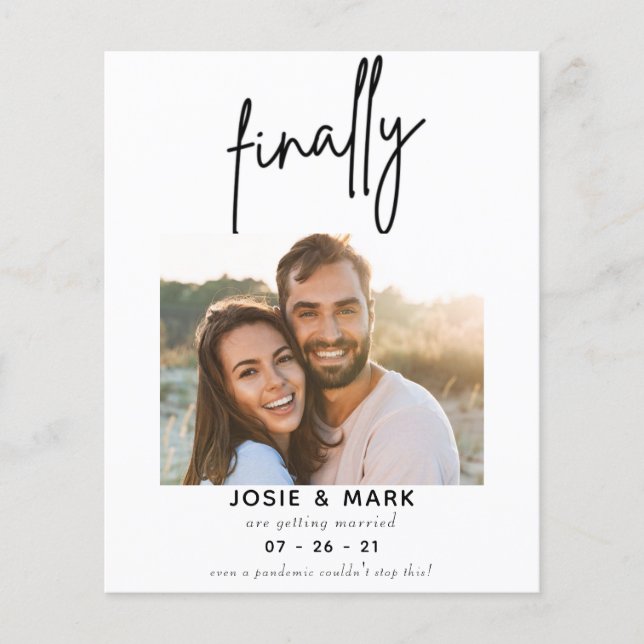 budget classy script finally photo save the date  flyer (Front)