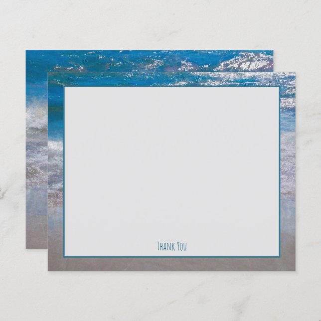 Budget Coastal Beach Blue Ocean Wave Thank You (Front/Back)